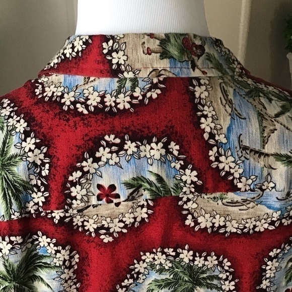 Hawaiian Shirt 2XL 100% Cotton Men's Hula Girls Red Beach Hana Fashion Vintage - Picture 7 of 12